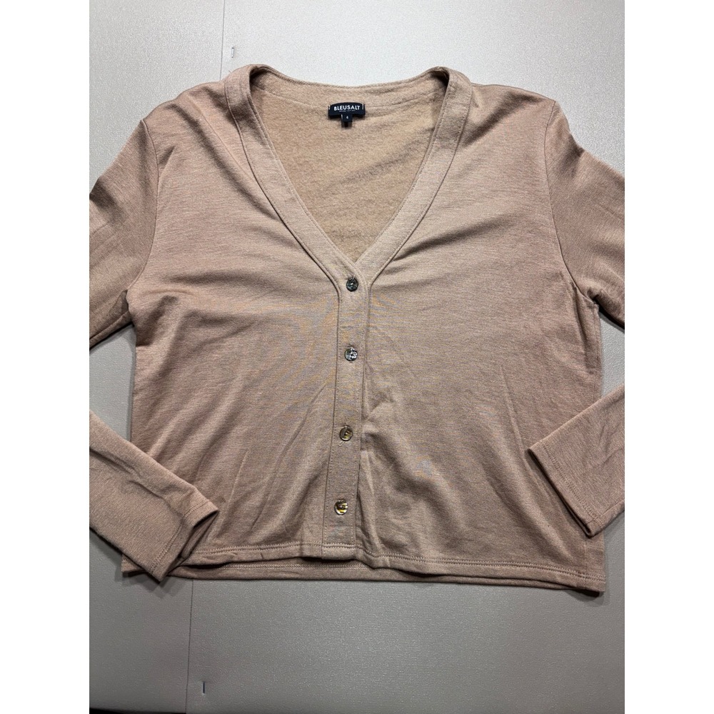 Bleusalt Malibu Womens Modal V-Neck Button Front Cardigan Tan Brown Size 4